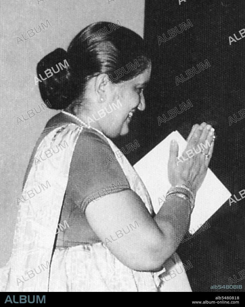 Sirimavo Ratwatte Dias Bandaranaike (April 17, 1916 - October 10, 2000) was a Sri Lankan politician and the world's first female head of government. She served as Prime Minister of Ceylon and Sri Lanka three times, 1960-65, 1970-77 and 1994-2000, and was a long-time leader of the Sri Lanka Freedom Party. Bandaranaike was the widow of a previous Sri Lankan prime minister, Solomon Bandaranaike and the mother of Sri Lanka's third President, Chandrika Kumaratunga.