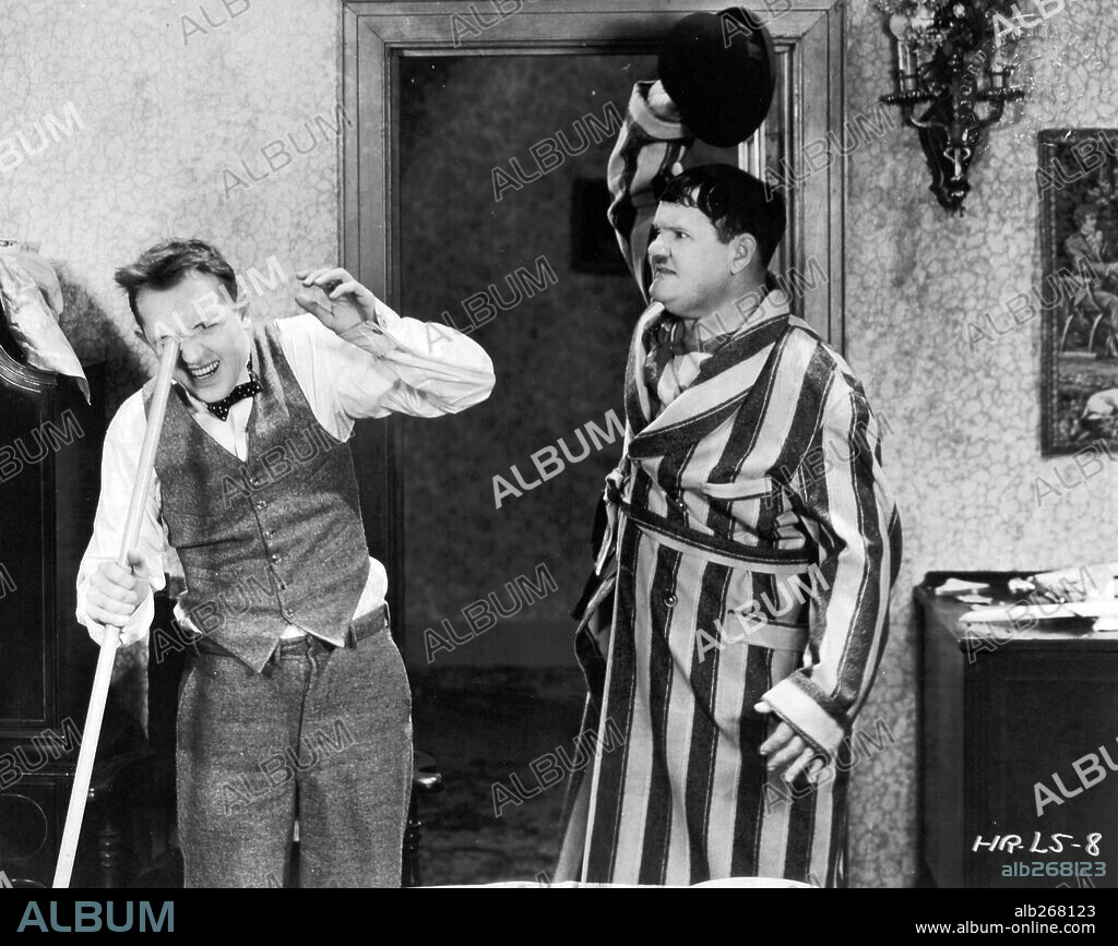 OLIVER HARDY and STAN LAUREL in HELPMATES, 1932, directed by JAMES PARROTT. Copyright HAL ROACH/MGM.