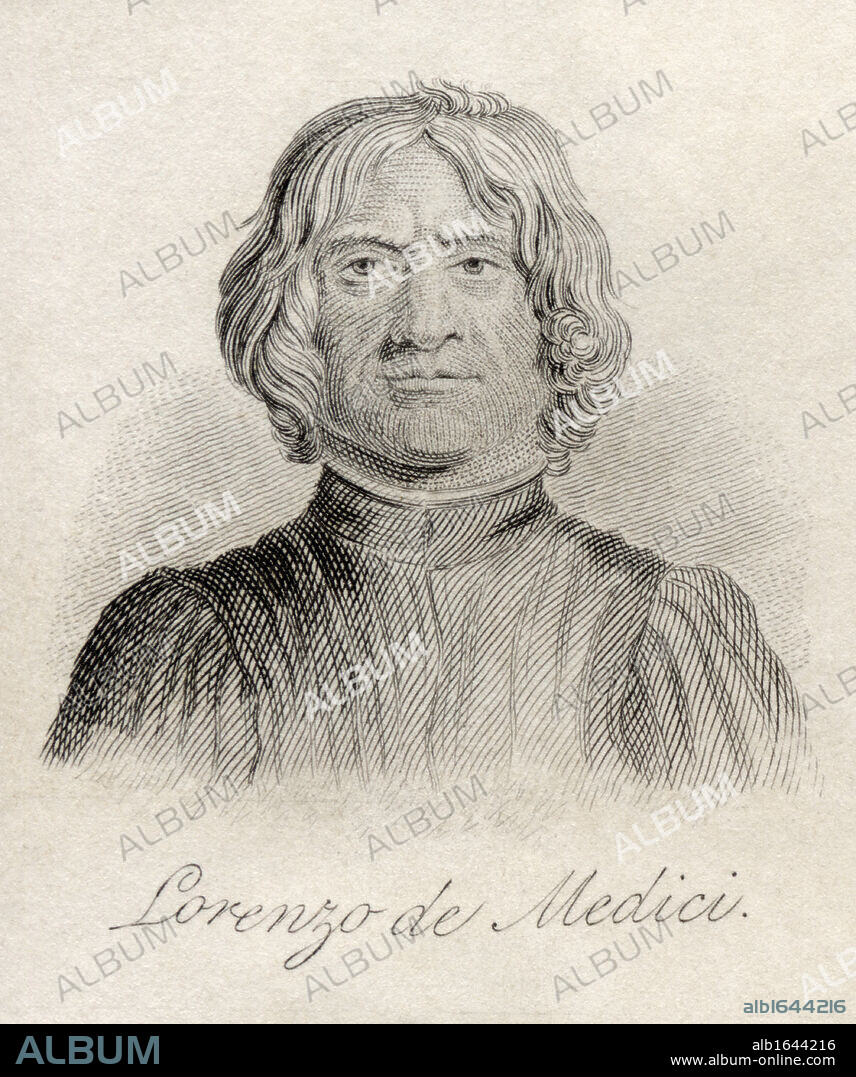 Lorenzo de Medici aka Lorenzo the Magnificent 1449-1492 Italian Lorenzo Il Magnifico Florentine statesman ruler and patron of arts and letters From the book Crabbs Historical Dictionary published 1825.