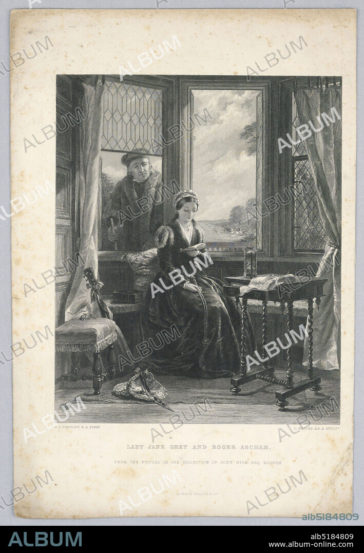 Lady Jane Grey and Roger Ascham, Lumb Stocks, British, 1812 - 1892, Steel engraving on paper, Europe, 1812-1892, Print, Print.