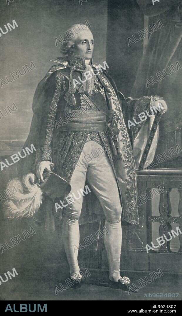 'Marshal Bon-Adrien Jannot De Moncey - Duke of Conegliano', 1806, (1896). Bon-Adrien Jeannot de Moncey (1754-1842), Marshal of France, was a prominent soldier in the French Revolutionary Wars and Napoleonic Wars. Engraving after the painting by Jacques-Luc Barbier-Walbonne. From Life of Napoleon Bonaparte, Volume III, by William Milligan Sloane. [The Century Co., New York, 1896].