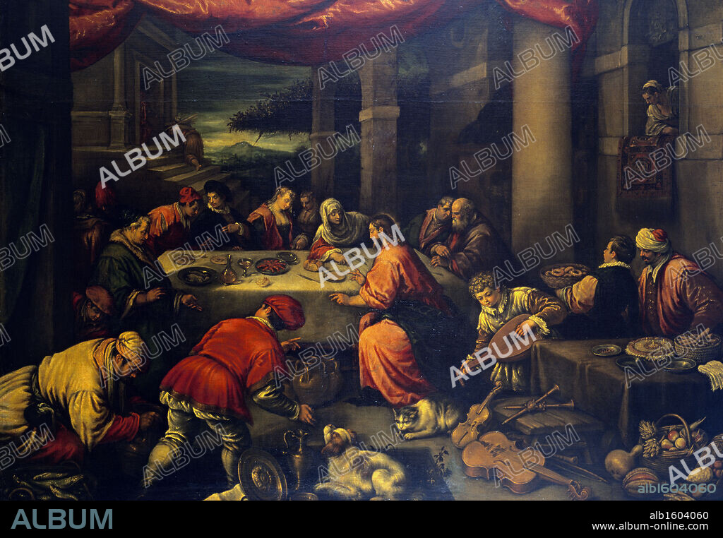 The Wedding at Cana by Leandro Bassano,  Early 17th Century,  (1557-1622).