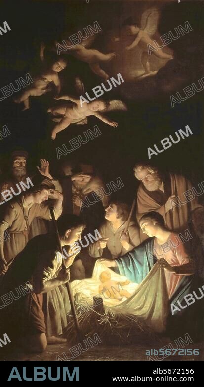 GERARD VAN HONTHORST. Honthorst, Gerard van. 1590-1656. "Anbetung der Hirten", 1620. Öl auf Leinwand, 339 × 199 cm. Florenz, Galleria degli Uffizi.