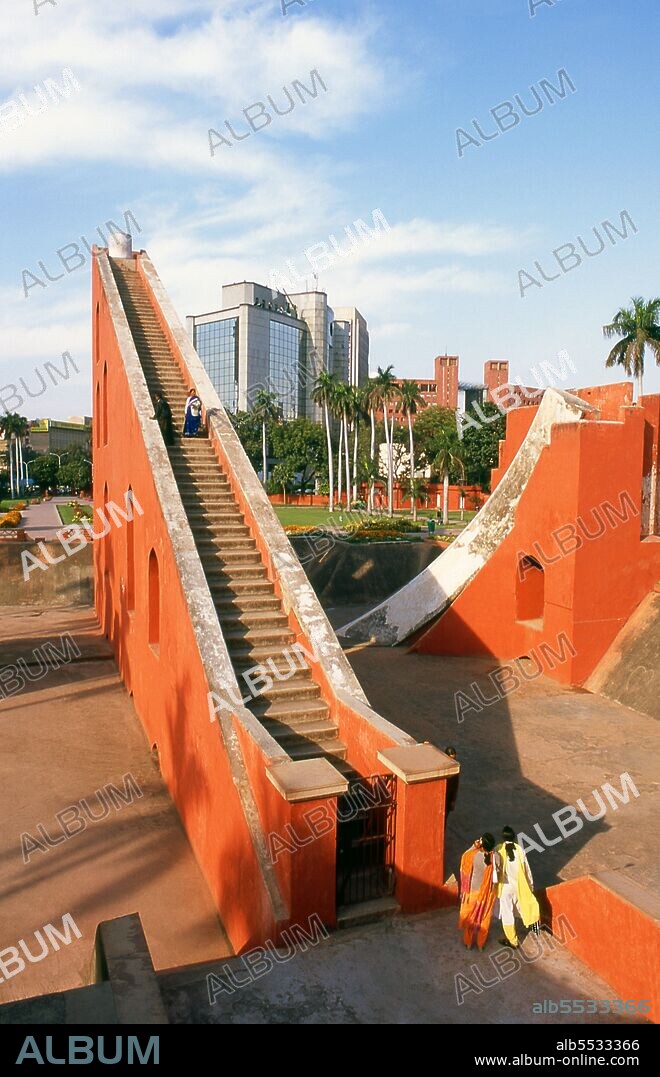 The Jantar Mantar is a collection of architectural astronomical instruments, built in 1724 by Maharaja Sawai Jai Singh who was a Rajput king. The observatory consists of thirteen major geometric devices for measuring time, predicting eclipses, tracking stars' location as the earth orbits around the sun, ascertaining the declinations of planets, and determining the celestial altitudes and related ephemerides. Delhi is said to be the site of Indraprashta, capital of the Pandavas of the Indian epic Mahabharata. Excavations have unearthed shards of painted pottery dating from around 1000 BCE, though the earliest known architectural relics date from the Mauryan Period, about 2,300 years ago. Since that time the site has been continuously settled. The city was ruled by the Hindu Rajputs between about 900 and 1206 CE, when it became the capital of the Delhi Sultanate. In the mid-seventeenth century the Mughal Emperor Shah Jahan (1628–1658) established Old Delhi in its present location, including most notably the Red Fort or Lal Qila. The Old City served as the capital of the Mughal Empire from 1638 onwards.  Delhi passed under British control in 1857 and became the capital of British India in 1911. In large scale rebuilding, parts of the Old City were demolished to provide room for a grand new city designed by Edward Lutyens. New Delhi became the capital of independent India in 1947.
