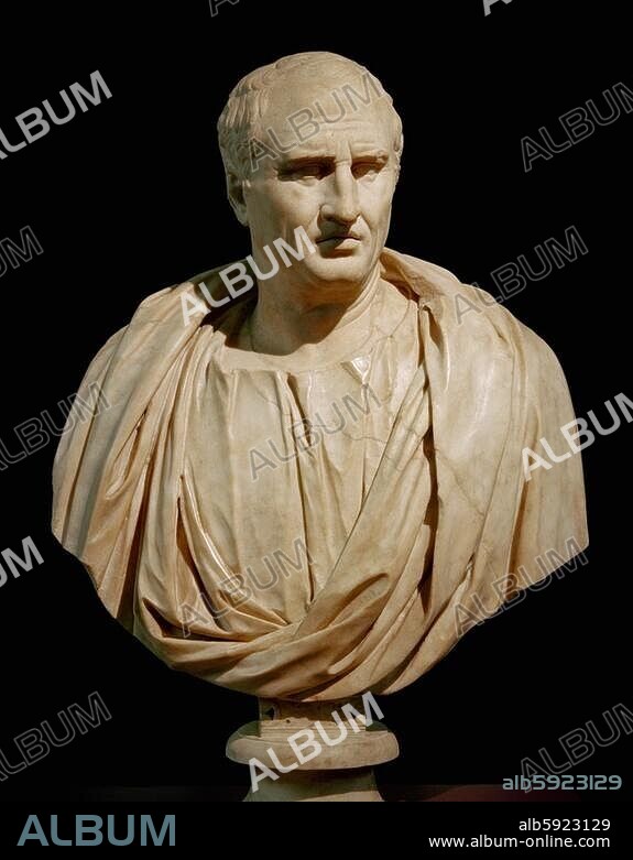 Marcus Tullius Cicero. 106  -  43 BC, Roman philosopher, politician, lawyer, orator, political theorist and consul. Portrait bust of Cicero. Sculpture, 50 - 43 BC. Marble, height: 93 cm. Inv. no. MC 589. Rome, Musei Capitolini.