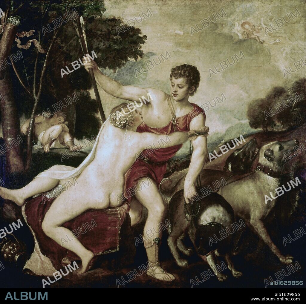 Venus And Adonis Titian (ca.1485-1576 Italian) Galleria degli Uffizi, Florence, Italy.