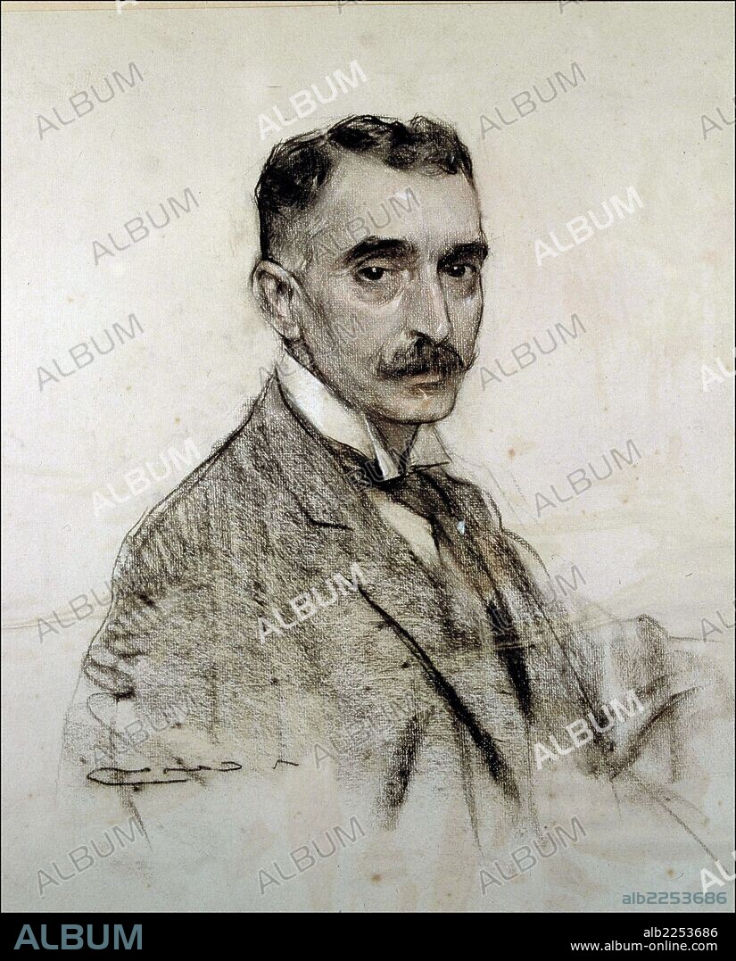 RAMÓN CASAS. MACIA , FRANCESC. POLITICO ESPAÑOL. 1859 - 1933. DIBUJO DE RAMON CASAS. MUSEO DE ARTE MODERNO. BARCELONA.