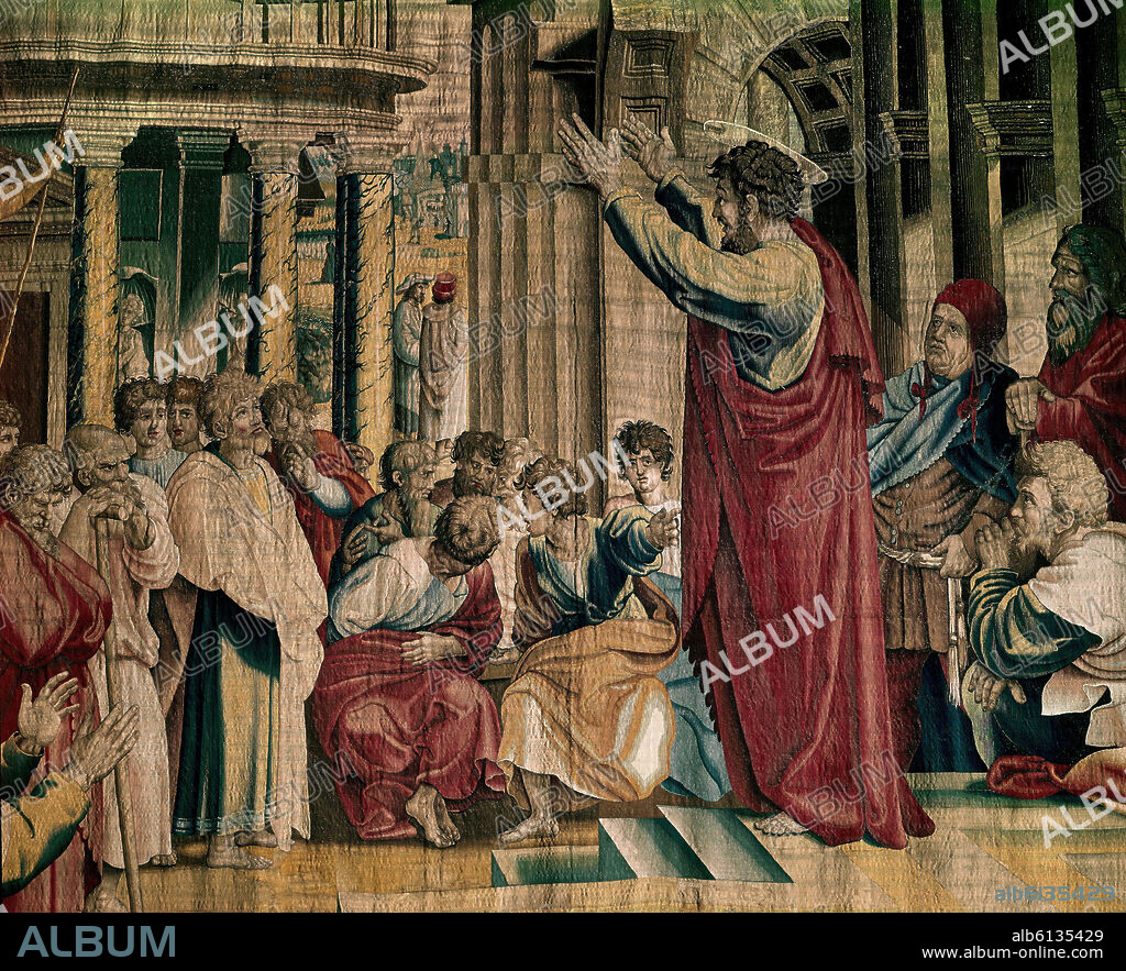 AUTOR LIBRE 01307. TAPIZ- SAN PABLO PREDICANDO EN ATENAS-COPIA DEL ORIGINAL DE RAFAEL DEL VATICANO DE 1515/16.