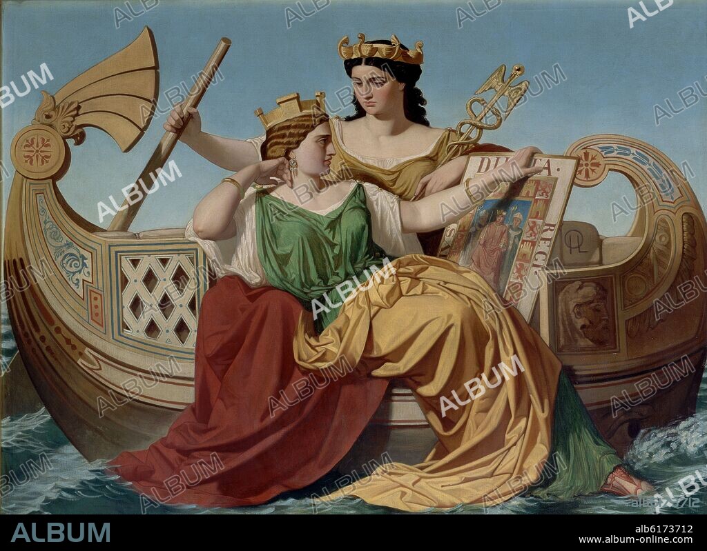 ISIDORO LOZANO (1826-1895). PINTURA MURAL DEL SALON DE CONFERENCIAS - DETALLE DE LA CIUDAD DE SEVILLA - 1859/1861.