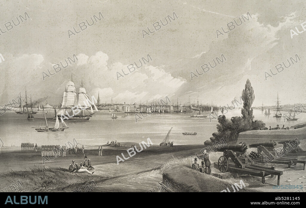 New York. Taken from the north west angle of Fort Columbus, Governor's Island., still image, Prints, 1846, Catherwood, Fredrick.