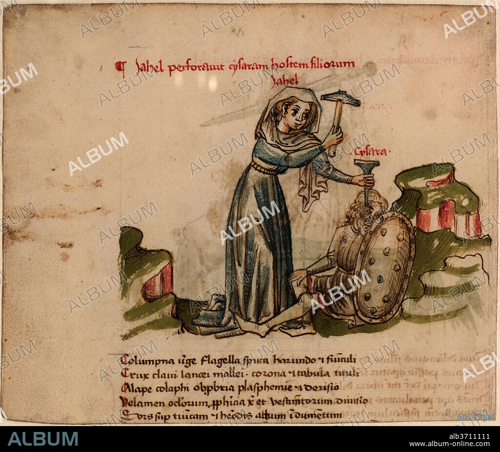 AUSTRIAN 15TH CENTURY. Jael Killing Sisera. Dated: c. 1460. Dimensions: overall: 15.6 x 18 cm (6 1/8 x 7 1/16 in.). Medium: pen and ink with watercolor on laid paper.