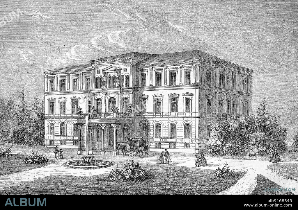 The new building of the Eye Clinic in Heidelberg, c. 1885, the university town in Baden-Württemberg on the Neckar River in southwest Germany, Historical, digitally restored reproduction of an original 19th century artwork, exact original date unknown.