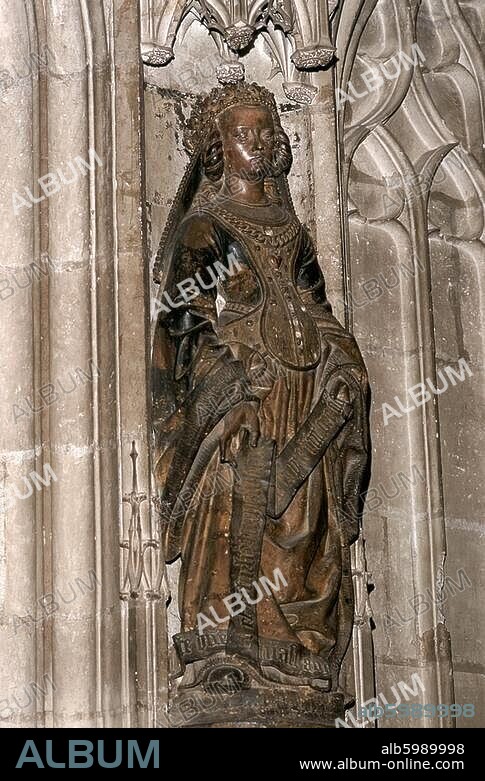 Albi (Dép.Tarn, Midi-Pyrénées, Frankreich), Kathedrale / Cathédrale Sainte-Cécile (erbaut 1282-1390), Chorschranken (um 1500).-Statue der Esther.-Stein, farbig gefasst.