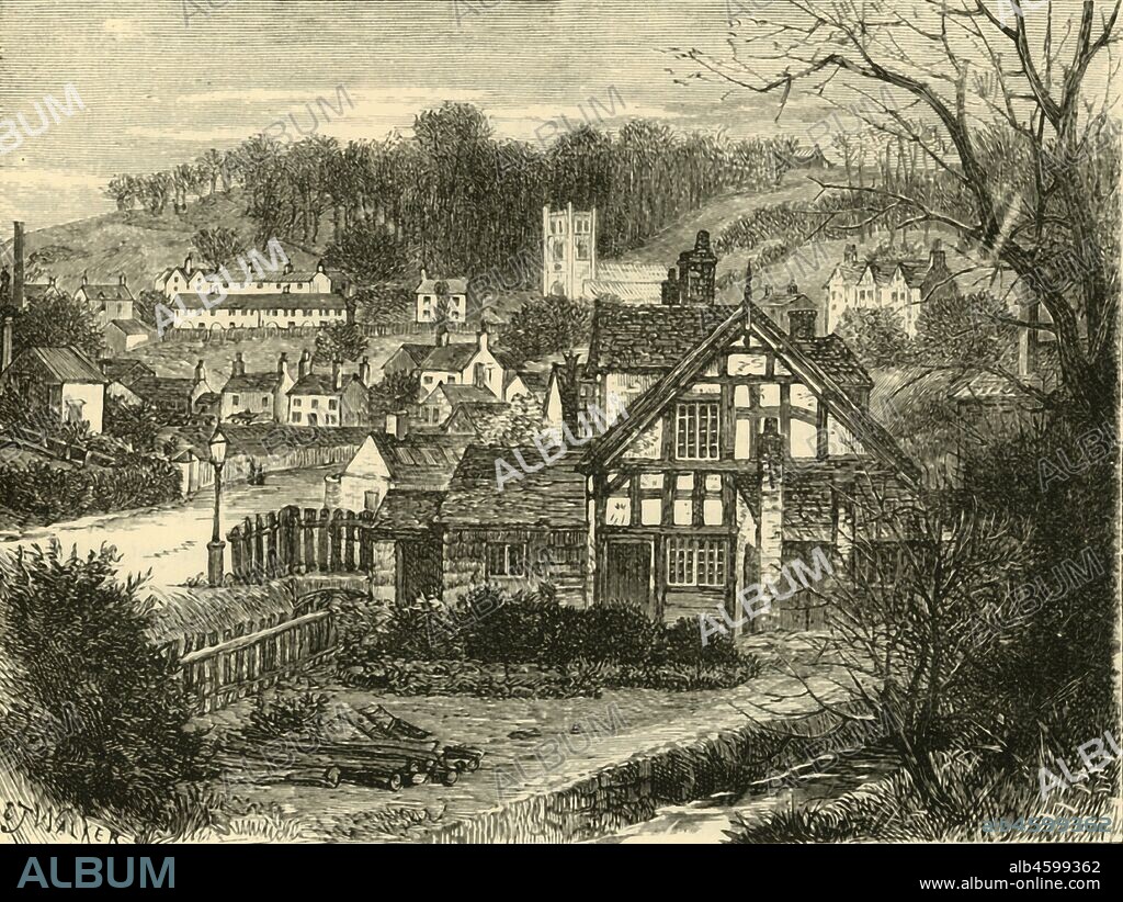 'In Coalbrook Dale', 1898. Coalbrookdale village in the Ironbridge Gorge, Shropshire, England, significant to the history of iron ore smelting by Abraham Darby contributing to the Industrial Revolution. From "Our Own Country, Volume V". [Cassell and Company, Limited, London, Paris & Melbourne, 1898].