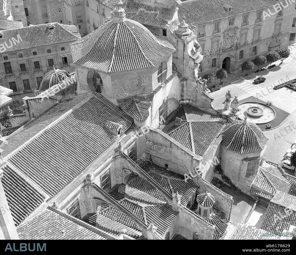 TEJADOS DE LA CATEDRAL DE MURCIA - FOTOGRAFIA EN BLANCO Y NEGRO - AÑOS 60.