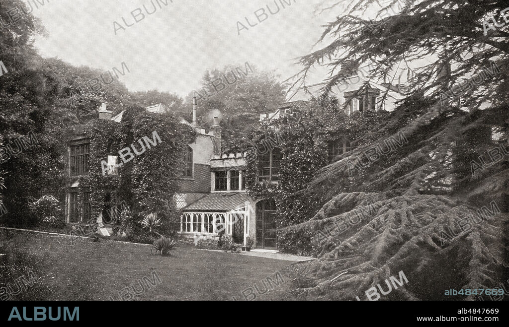 The home of Tennyson, Farringford House, Isle of White, England.  Alfred Tennyson, 1st Baron Tennyson, 1809 â€“1892.  Poet Laureate of Great Britain and Ireland.  From International Library of Famous Literature, published c. 1900.