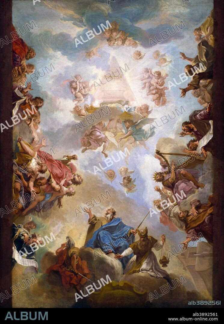 NICOLAS BERTIN. Prophets and Kings of the Old Testament Adoring the Name of Jehovah. Date/Period: 1718. Painting. Oil on canvas. Width: 94.9 cm. Height: 130.2 cm (without frame).
