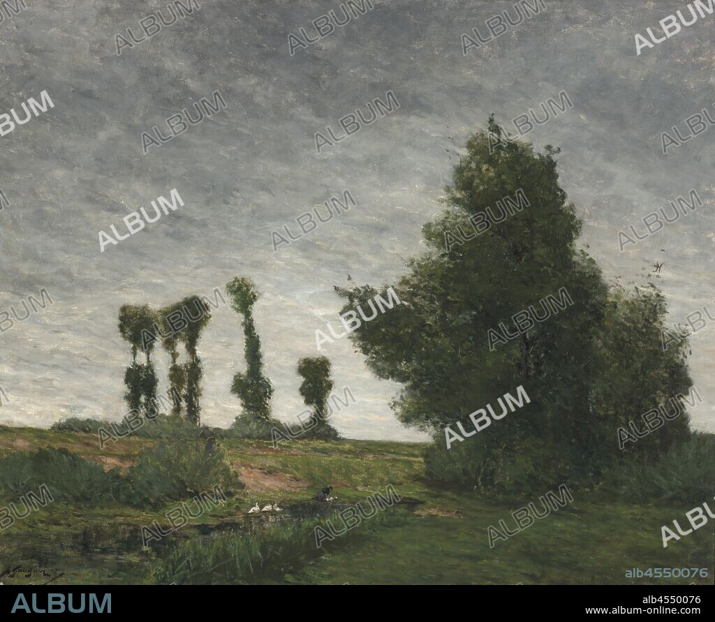 Landscape with Poplars, Paul Gauguin (French, 1848-1903), 1875, oil on canvas, 32 x 39-3/16 in. (canvas) 38-1/2 x 45 x 2-1/2 in. (framed), Signed and dated, l.l.: Gauguin '75, European Painting and Sculpture 1800-1945.