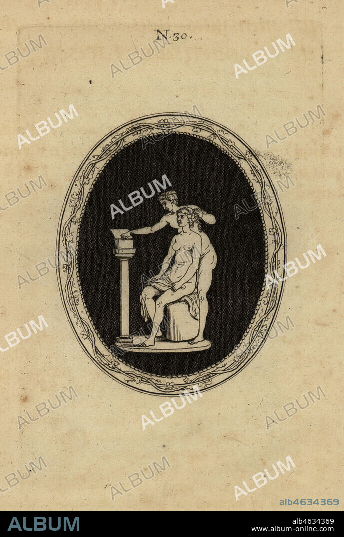 Valeria Messalina, Emperor Claudius wife, in disguise as the courtesan Licisca to go to a brothel. Messaline se deguise, et va dans un mauvais lieu sous le nom de la courtisane Licisca. Copperplate engraving from Pierre-Francois d'Hancarvilles Monumens de la Vie Privee des Douze Cesars, Chez Sabellus, Capri (Monuments of the Private Lives of 12 Caesars, Leclerc, Nancy) 1780. From imaginary Spintria, medals and cameos.