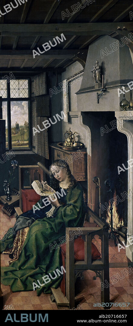 ROBERT CAMPIN (1378-1444) MAESTRO DE LA FLEMALLE. 'Saint Barbara', 1438, Oil on panel, 101 cm x 47 cm, P01514.