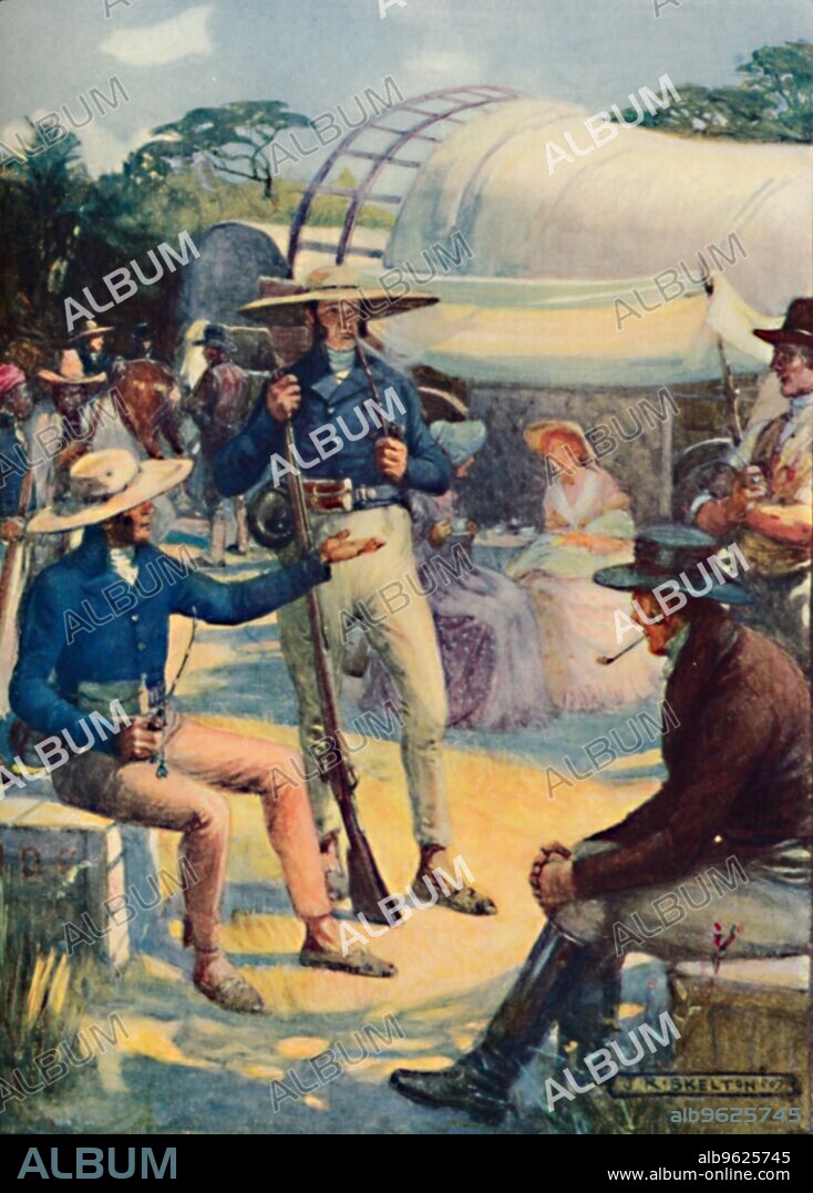 JOSEPH RATCLIFFE SKELTON. '1820 Settlers and their Boer Convoys', 1909. From Romance of Empire - South Africa by Ian D. Colwin. [T. C. & E. C. Jack , London, 1909].