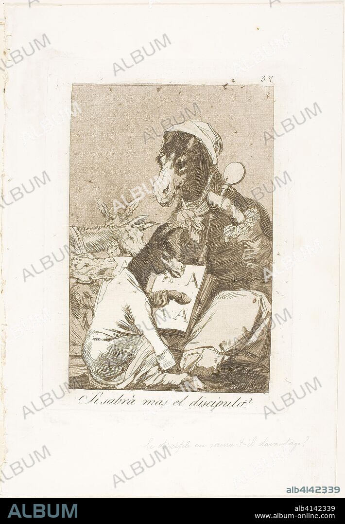 FRANCISCO DE GOYA. Might not the Pupil Know More?, plate 37 from Los Caprichos. Francisco José de Goya y Lucientes; Spanish, 1746-1828. Date: 1797-1799. Dimensions: 187 x 123 mm (image); 215 x 152 mm (plate); 301 x 207 mm (sheet). Etching and aquatint on ivory laid paper. Origin: Spain.