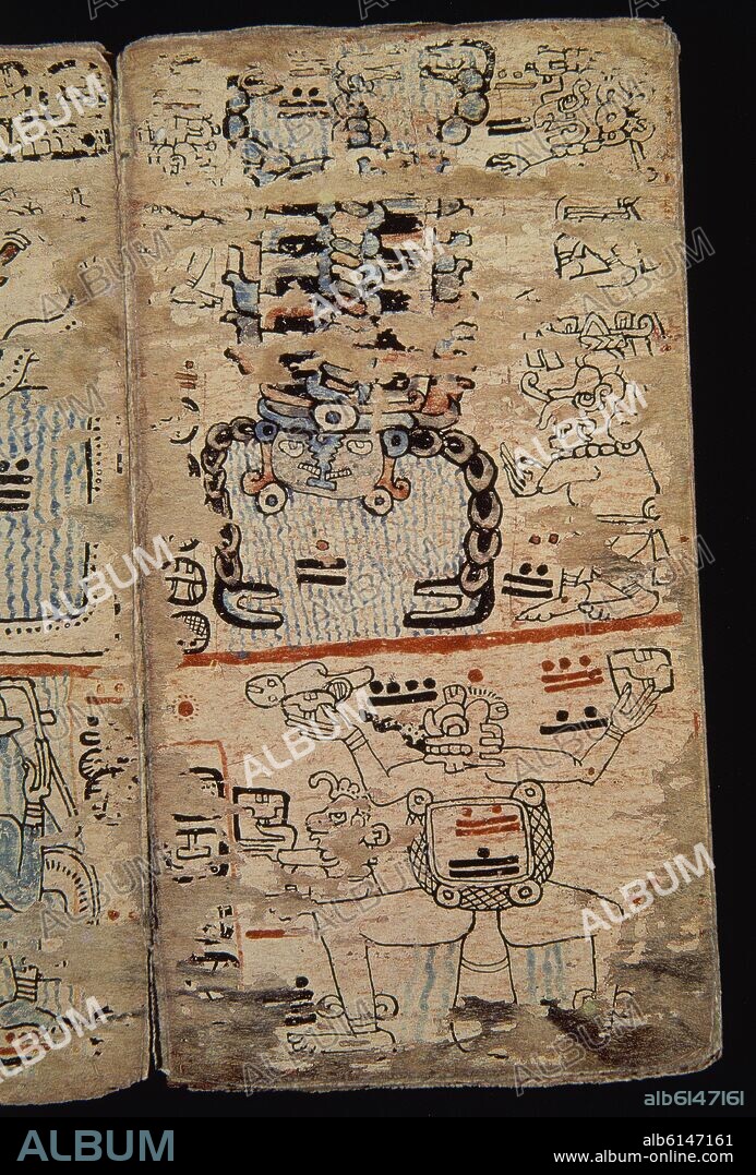 FACSIMIL-PAGINA DE CODICE TRO-CORTESIANO-CULT MAYA-DIOSES (NºMAYA ==) - S XIII AL XV.