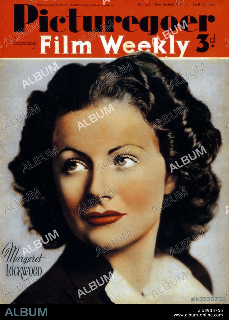 Margaret Lockwood (1916-1990), British actress, 1941. From the front cover of Picturegoer magazine (26 April 1941).  Cropping restrictions are in place.