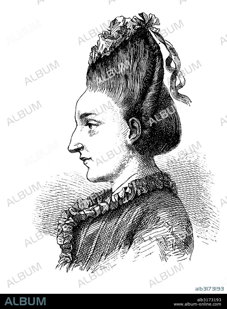 Cornelia friederica christiana schlosser, born goethe, 1750-1777, a letter writer and sister of johann wolfgang von goethe, historical engraving, circa 1869.