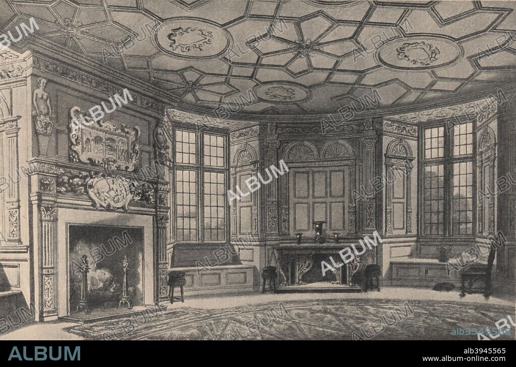 The circular dining-room, Longford Castle, Wiltshire, 1915. Plate XLIX from Old English Mansions by Charles Holme [The Studio Ltd, London & New York, 1915].