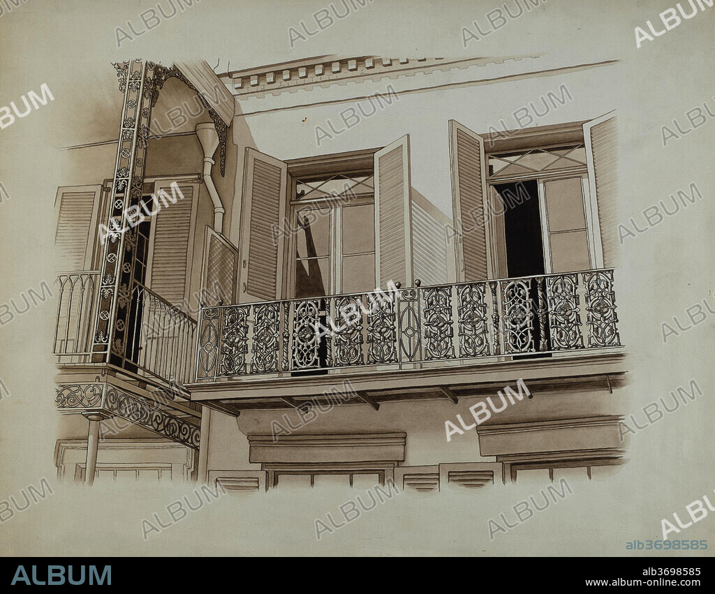 JOSEPH L. BOYD. Cast Iron Balcony Rail. Dated: c. 1936. Medium: watercolor and graphite on paper.