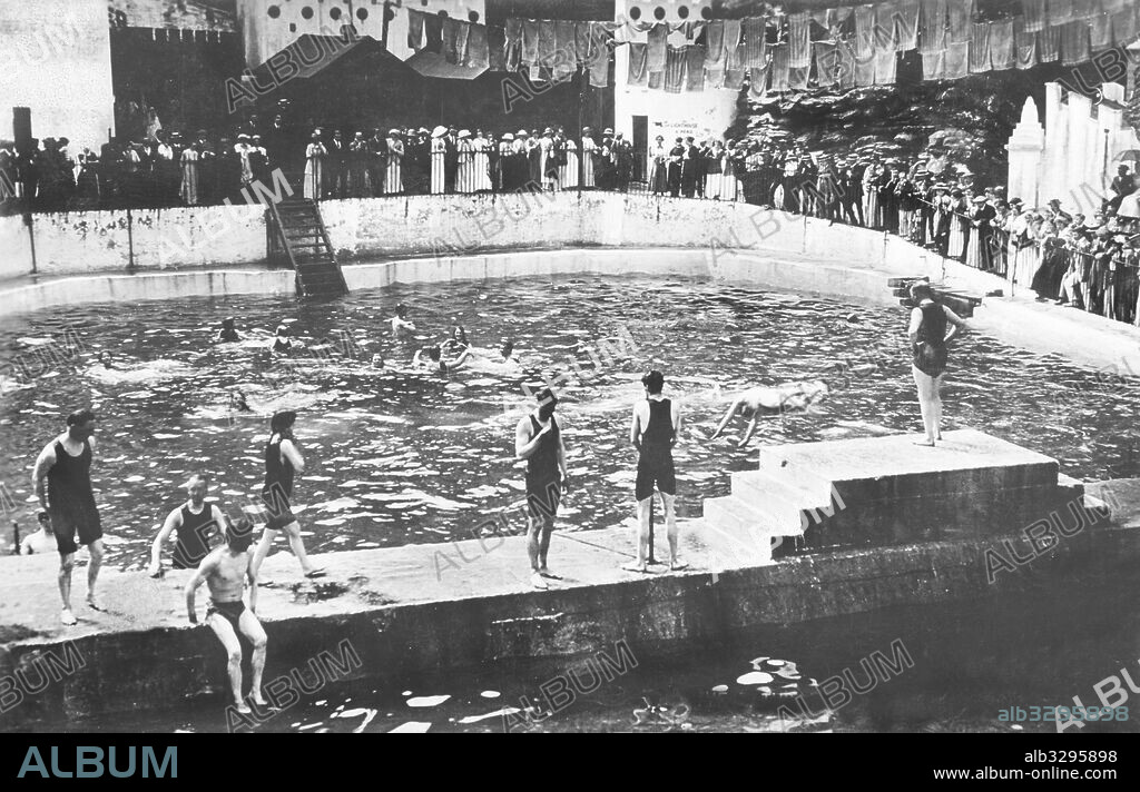 The Swimming Pool at Port Skillion, Isle Of Man, c1912.