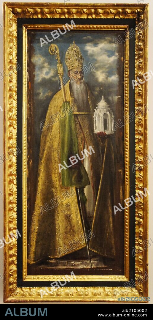 CUADRO "SAN AGUSTIN". AUTOR: DOMENIKOS THEOTHOKOPOULOS, EL GRECO. OLEO SOBRE LIENZO. HACIA 1590. Nº INV.: 1276. (MUSEO DE SANTA CRUZ).