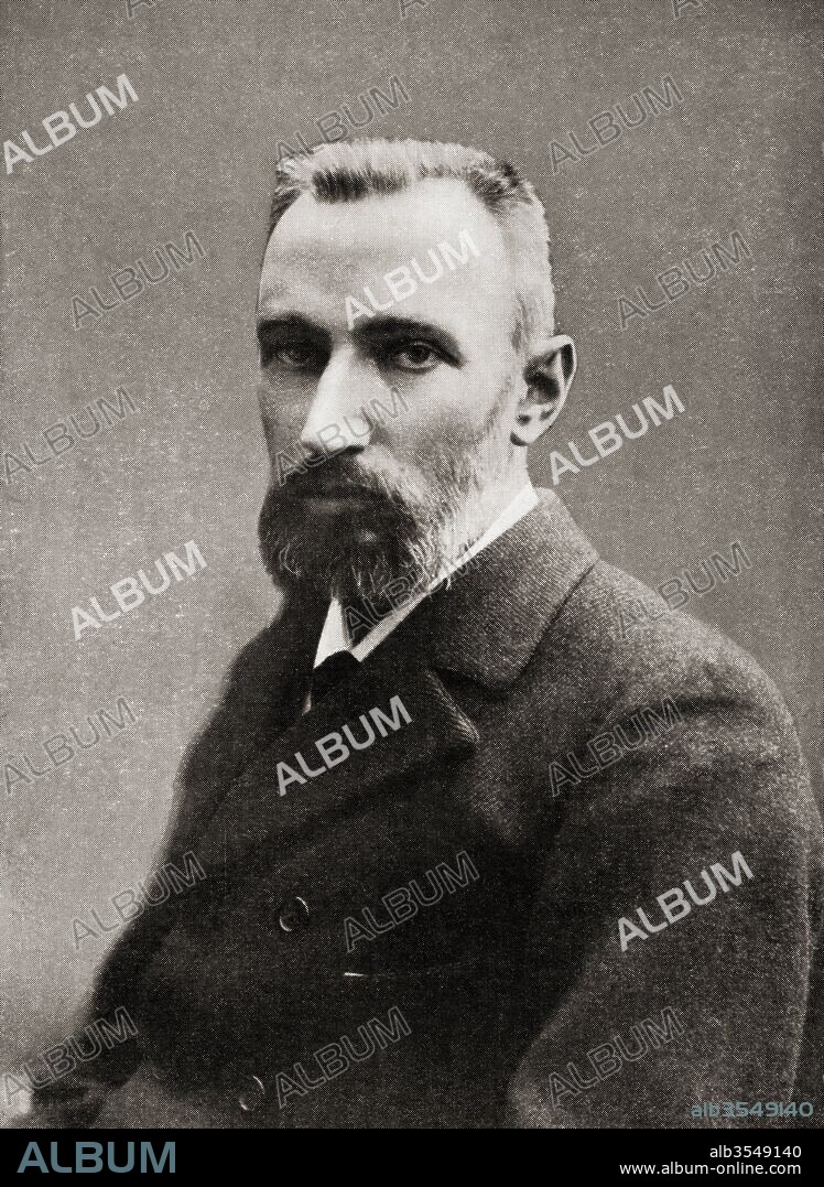 Pierre Curie, 1859 – 1906. French physicist, a pioneer in crystallography, magnetism, piezoelectricity and radioactivity. Winner of the 1903 Nobel Prize in Physics. From Master Minds of Modern Science, published 1930.