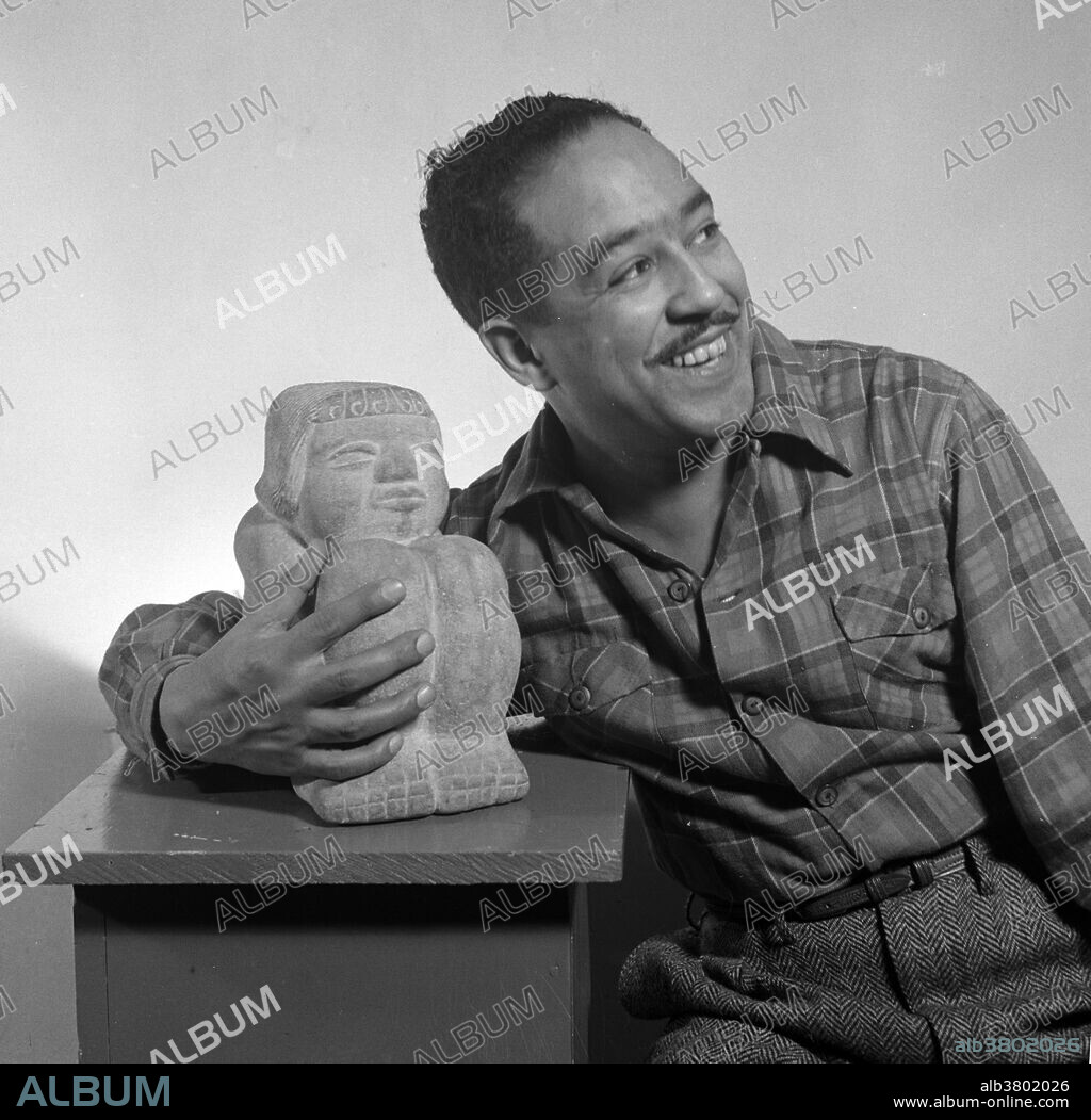 Cropped photograph of Hughes taken in 1943 by Gordon Parks. James Mercer Langston Hughes (February 1, 1902 - May 22, 1967) was an American poet, social activist, novelist, playwright, and columnist. After travels to Mexico, west Africa, Paris and England he returned to the US and settled in Washington D.C. There he met the poet Vachel Lindsay who publicized his discovery of a new black poet. By this time, Hughes's earlier work had been published in magazines and was about to be collected into his first book of poetry. He earned a B.A. degree from Lincoln University in 1929, and returned to New York. Except for travels to the Soviet Union and parts of the Caribbean, he lived in Harlem for the remainder of his life, and is best remembered as a leader of the Harlem Renaissance. His main concern was the uplift of his people, whose strengths, resiliency, courage, and humor he wanted to record as part of the general American experience. Permeating his work is pride in the African-American identity and its diverse culture. He died in 1967 from complications after abdominal surgery, related to prostate cancer, at the age of 65.