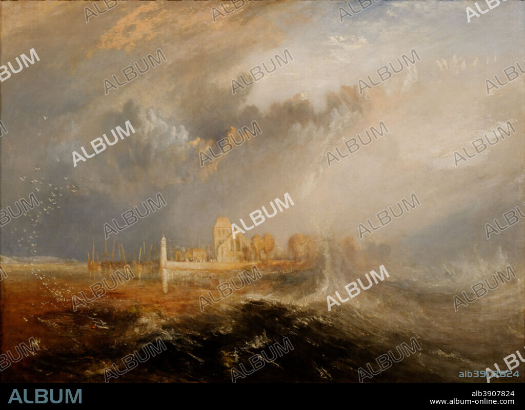 J. M. W. TURNER. Quillebeuf, embouchure de la Seine. Quillebeuf, Mouth of the Seine. Painting. Huile sur toile. Height: 91.5 cm (36 in); Width: 123.2 cm (48.5 in).