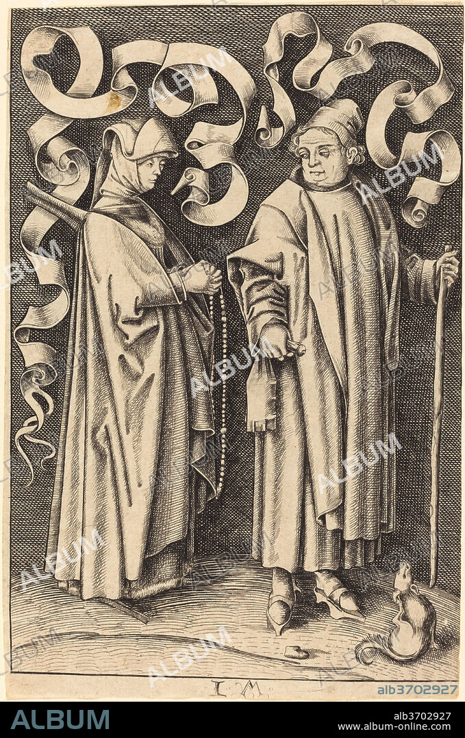 WILLIAM YOUNG OTTLEY AFTER ISRAHEL VAN MECKENEM. The Churchgoers. Dimensions: sheet (trimmed to plate mark): 16.7 x 11 cm (6 9/16 x 4 5/16 in.). Medium: engraving on thin wove paper.