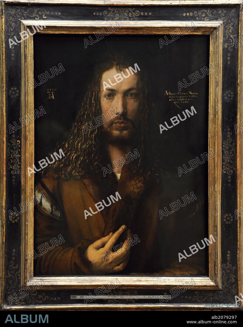 ARTE RENACIMIENTO. ALEMANIA. ALBERTO DURERO (Nuremberg, 1471-1528). Pintor y grabador alemán. "AUTORRETRATO A LOS 28 AÑOS CON ABRIGO DE PIEL" (1500). Óleo sobre tabla. 67,1 x 48,7 cm. Alte Pinakothek (Pinacoteca Antigua). Munich. Alemania. Europa.