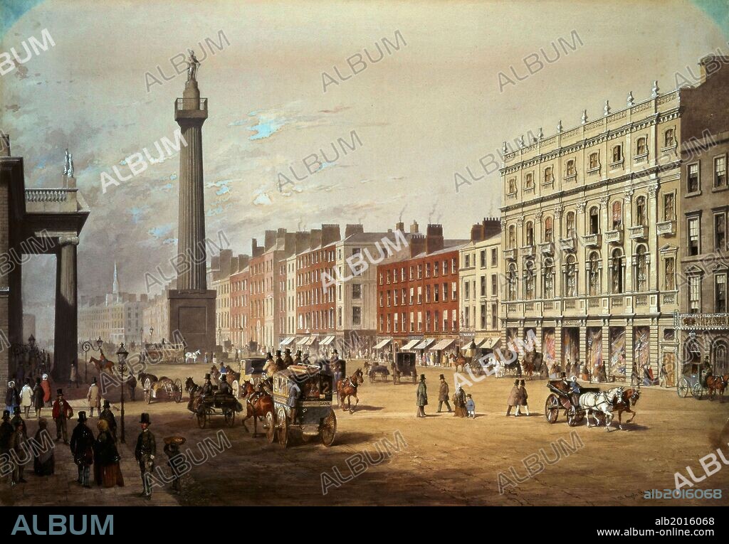 Michael Angelo Hayes / 'Sackville Street, Dublin', Oil on canvas.