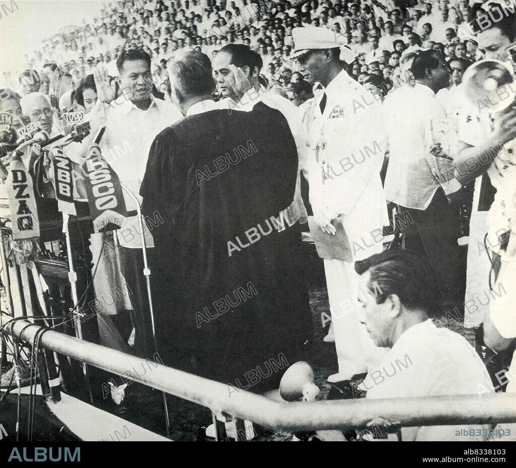 Ramon del Fierro Magsaysay Sr. (1907 - 1957) Filipino statesman who served as the seventh president of the Philippines, from December 30, 1953, until his death in an aircraft disaster on March 17, 1957. An automobile mechanic by profession, Magsaysay was appointed military governor of Zambales after his outstanding service as a guerrilla leader during the Pacific War. He then served two terms as Liberal Party congressman for Zambales's at-large district before being appointed Secretary of National Defense by President Elpidio Quirino. He was elected president under the banner of the Nacionalista Party.