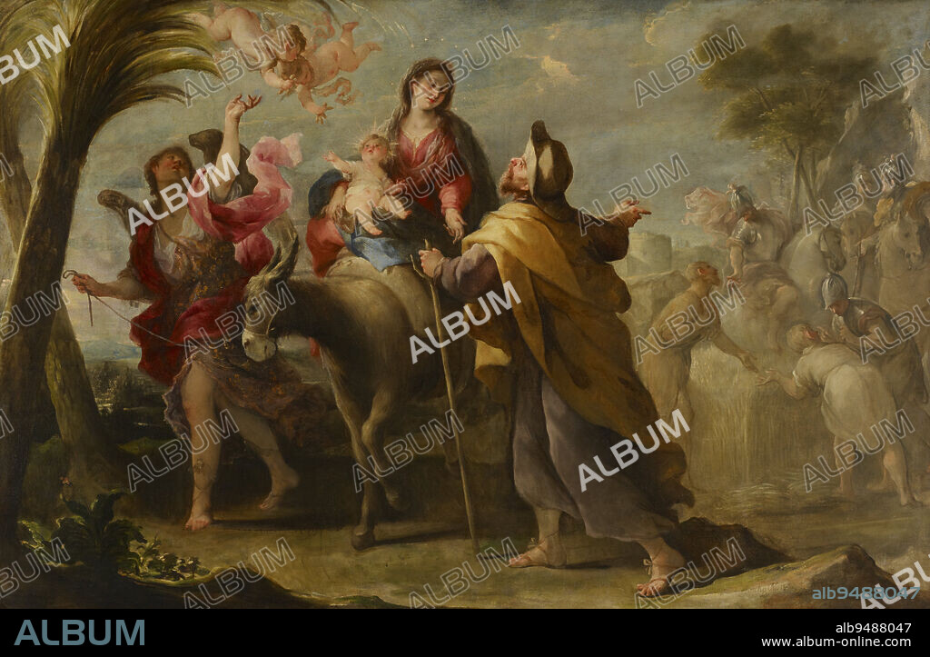 The Flight into Egypt, 1669, José Moreno, Spanish, (Burgos), 1642 - 1674, 65 x 98 in. (165.1 x 248.92 cm) (canvas), Oil on canvas, Spain, 17th century.