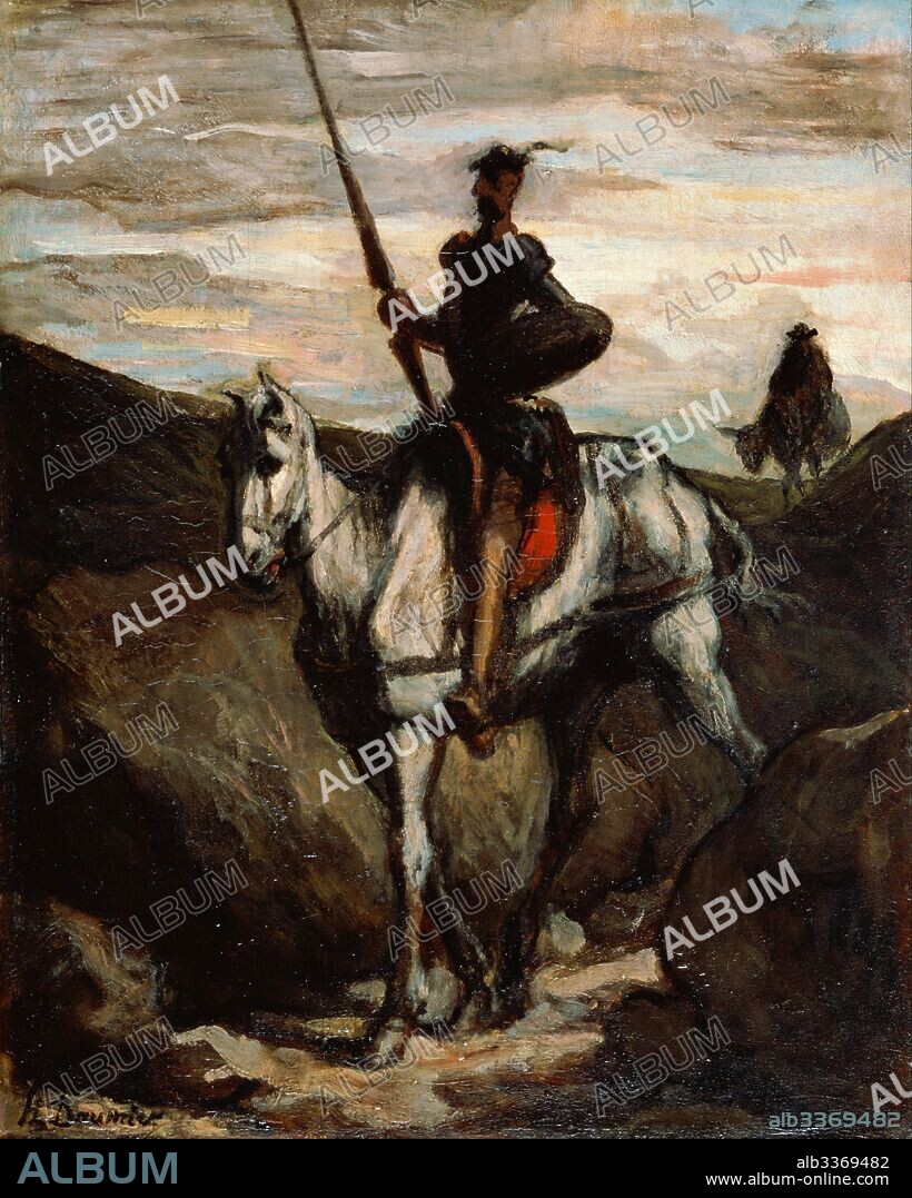 HONORE DAUMIER. Don Quixote in the Mountains.