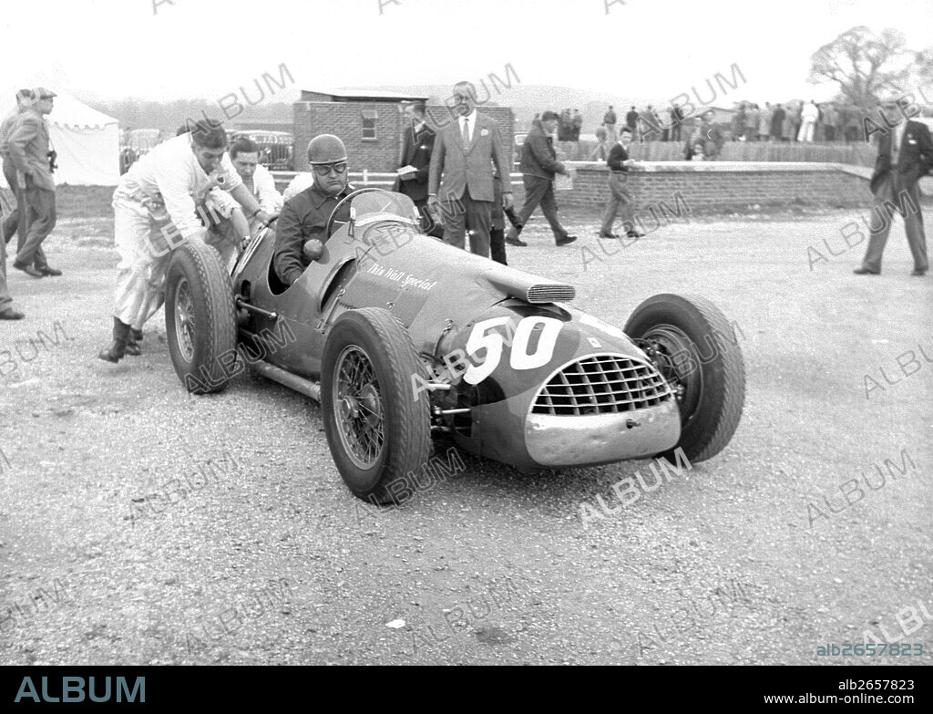 Jose Froilan Gonzalez in his Ferrari.