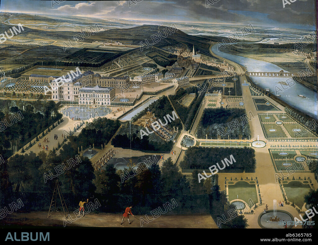 ETIENNE ALLEGRAIN. VISTA GENERAL DEL PALACIO Y DE LOS JARDINES DE SAINT CLOUD - 1674 - BARROCO FRANCES.