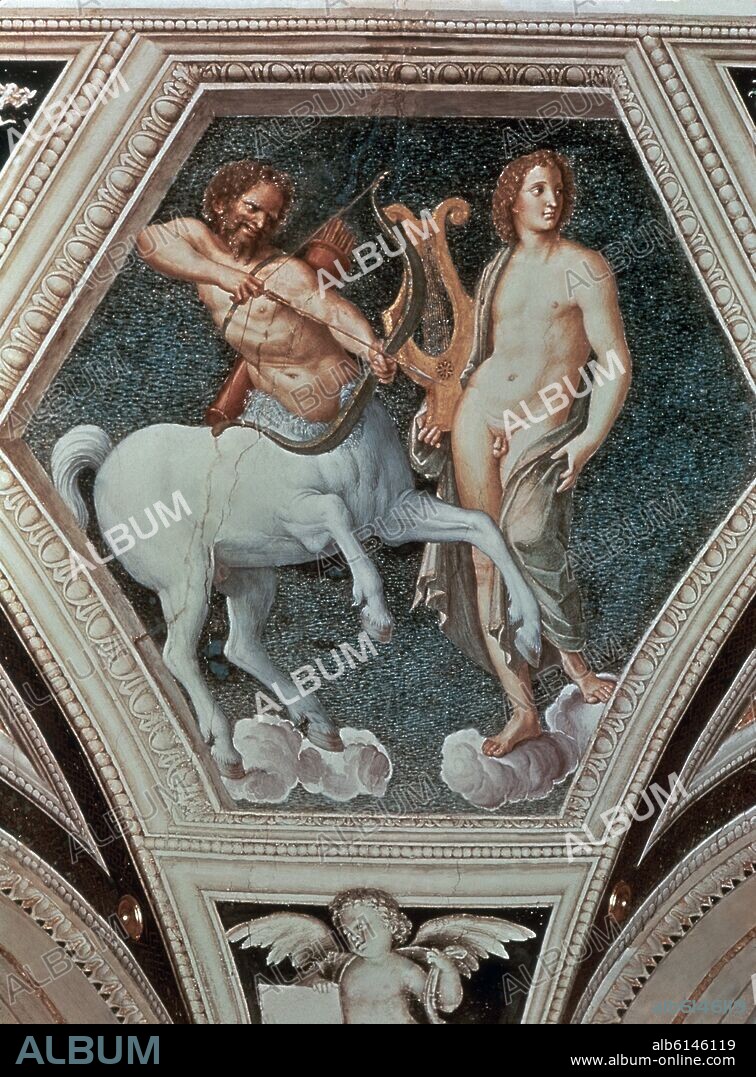 BALDASSARRE PERUZZI (1481-1536). APOLO Y CENTAURO - DETALLE DE LA BOVEDA DE LA SALA GALATEA DE LA VILLA FARNESINA - 1511 - RENACIMIENTO ITALIANO.
