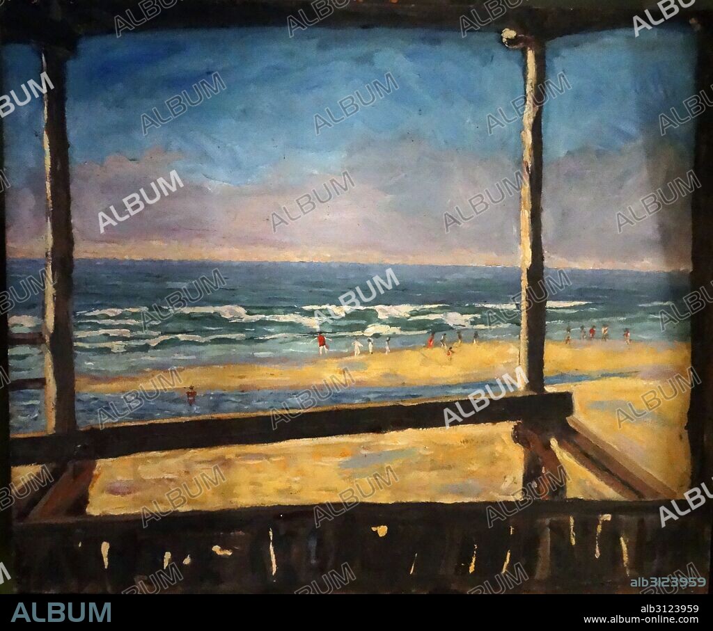 View from a bathing hut at the Miami Surf Club 1946, painted by Sir Winston Churchill.