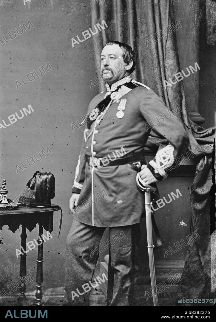 Wm. H. Russell, between 1855 and 1865. [Possibly a portrait of William Howard Russell, Irish author, reporter, writer. Russell was a war correspondent for the Times newspaper, and covered the Crimean War, Indian Mutiny, American Civil War and the Franco-Prussian War. He is considered to have been one of the first modern war correspondents].