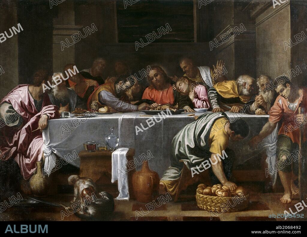 Agostino Carracci / 'La Última Cena', 1593-1594, Escuela Italiana, Óleo sobre Lienzo, 172 cm x 237 cm, P00404.