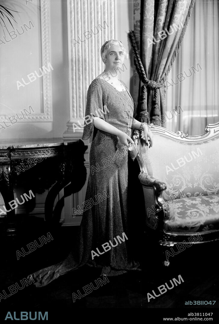 Lou Henry Hoover (March 29, 1874 - January 7, 1944) served as First Lady of the US from 1929-33. She was a fine horsewoman, who hunted, and preserved specimens with the skill of a taxidermist. In 1894 she enrolled, as the school's only female geology major, at Stanford University, where she met Herbert Hoover. Marrying her engineer husband in 1899, she traveled widely with him, and became a cultivated scholar and linguist. In the White House the Hoovers would sometimes converse in Chinese to foil eavesdroppers. To date, she is the only First Lady to speak an Asian language. She distinguished herself by becoming the first First Lady to broadcast on a regular basis. Although she did not have her own radio program, she participated as a guest speaker on a number of occasions, often advocating for volunteerism, or discussing the work of the Girl Scouts. She collaborated with her husband in translating Agricola's De Re Metallica, a 16th century encyclopedia of mining and metallurgy. The Hoover translation was published in 1912, and remains in print today as the standard English translation. She died of a heart attack in 1944 at the age of 69. Harris & Ewing, no date on caption card, circa 1905-45.