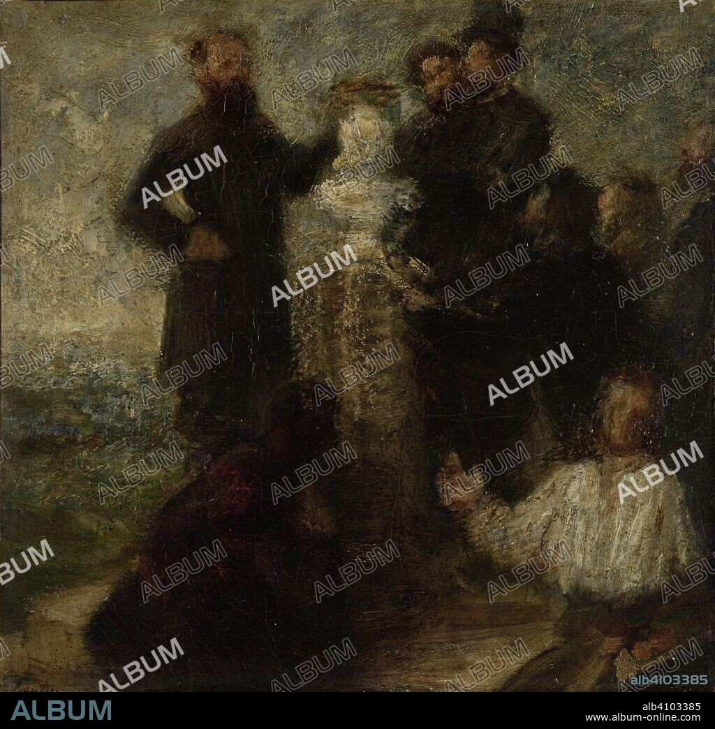 HENRI FANTIN-LATOUR. Esquisse pour l'Hommage ? Delacroix. Dating: 1863 - 1864. Measurements: h 28.3 cm × w 29 cm × t 2.8 cm; d 8.7 cm.